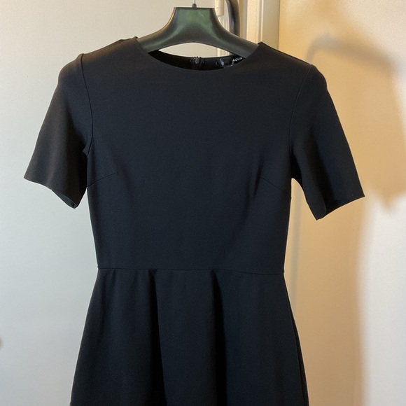 NWT Aqua Black Dress Faux Leather Skirt Short Sleeve Chic Size Large - Picture 5 of 7